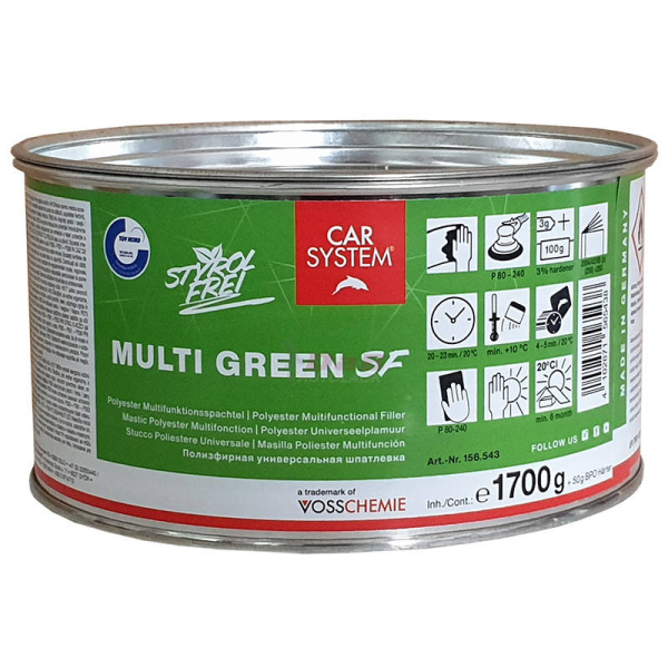 CarSystem Multi Green SF inkl. Härter Multifunktionsspachtel styrolfrei 1,75 Kg